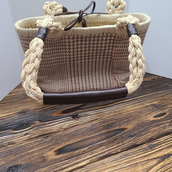 Ralph Lauren Handbags - Vintage Ralph Lauren Tweed Straw Handbag